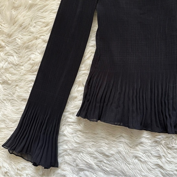 Madewell Blouse Pleated Flare-Sleeve Top Semisheer Black XXS NWT New - Picture 7 of 14